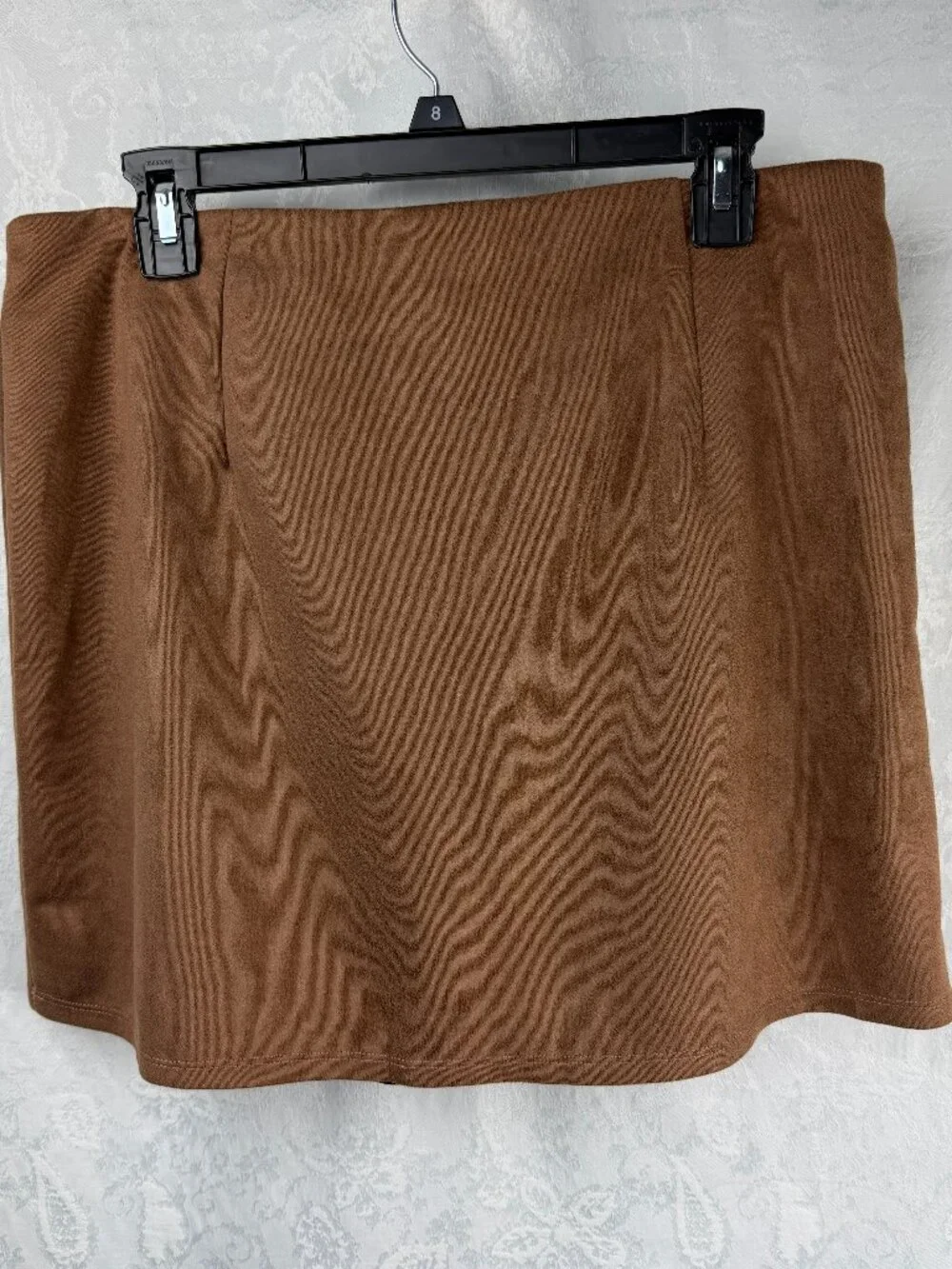 Brown Faux Suede Skort Mini Skirt Built In Shorts Women’s 26” Waist 12.5” Length